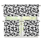 White And Grey Shark Pattern Print 3 Piece Kitchen Curtains