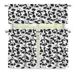 White And Grey Shark Pattern Print 3 Piece Kitchen Curtains