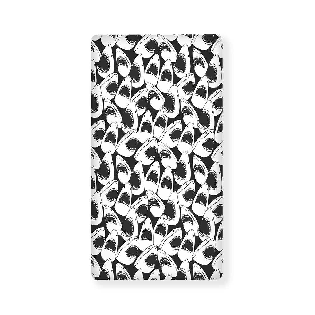 White And Grey Shark Pattern Print Baby Crib Sheet