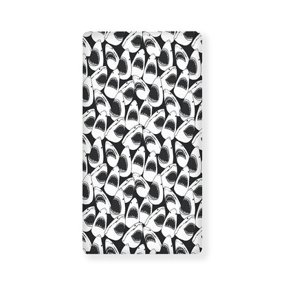 White And Grey Shark Pattern Print Baby Crib Sheet