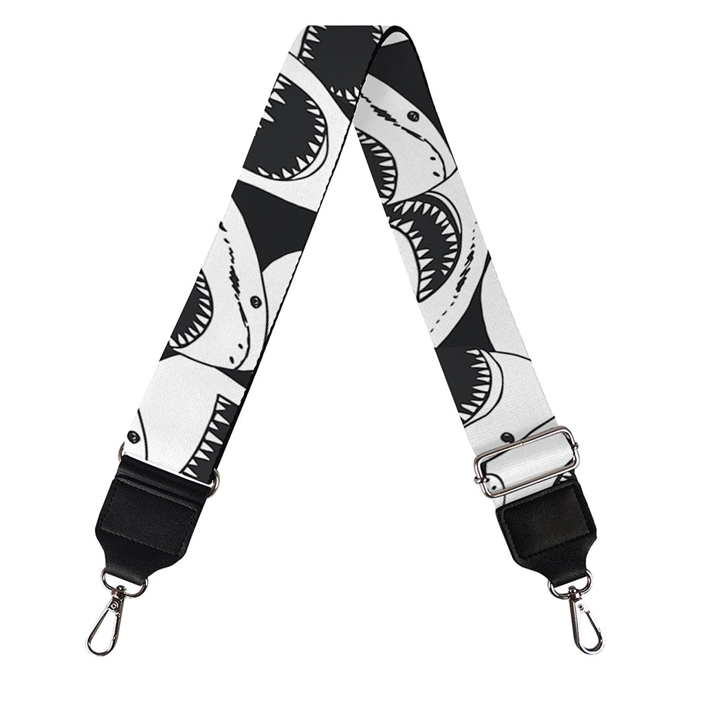 White And Grey Shark Pattern Print Bag Strap