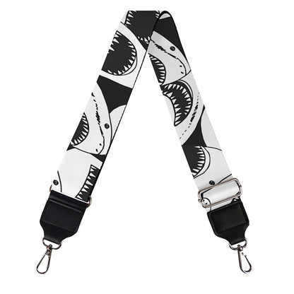 White And Grey Shark Pattern Print Bag Strap