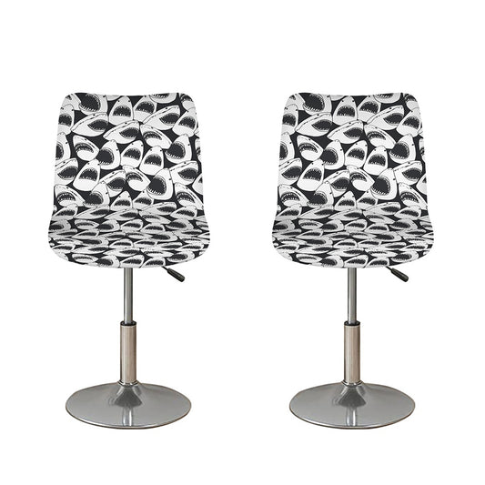 White And Grey Shark Pattern Print Bar Stool Covers