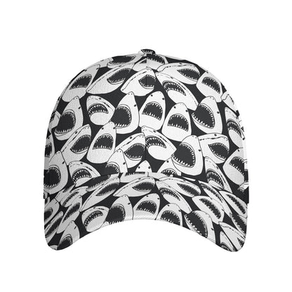 White And Grey Shark Pattern Print Baseball Cap