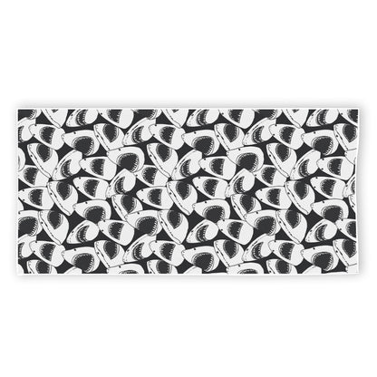 White And Grey Shark Pattern Print Beach Towel