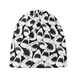 White And Grey Shark Pattern Print Beanie