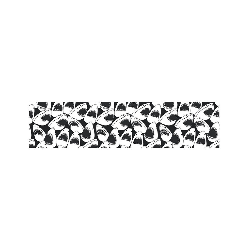 White And Grey Shark Pattern Print Bed Runner