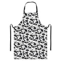 White And Grey Shark Pattern Print Bib Apron With Pocket