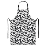White And Grey Shark Pattern Print Bib Apron With Pocket