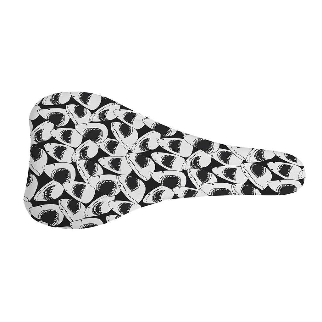 White And Grey Shark Pattern Print Bicycle Seat Cover