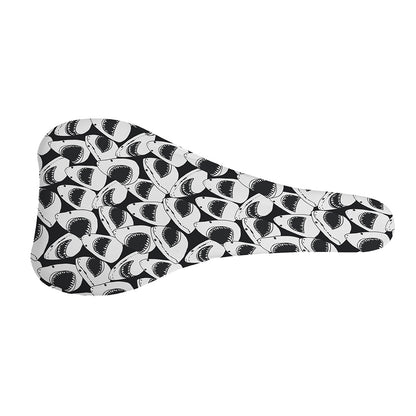 White And Grey Shark Pattern Print Bicycle Seat Cover