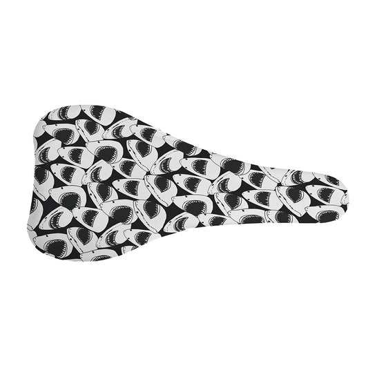 White And Grey Shark Pattern Print Bicycle Seat Cover