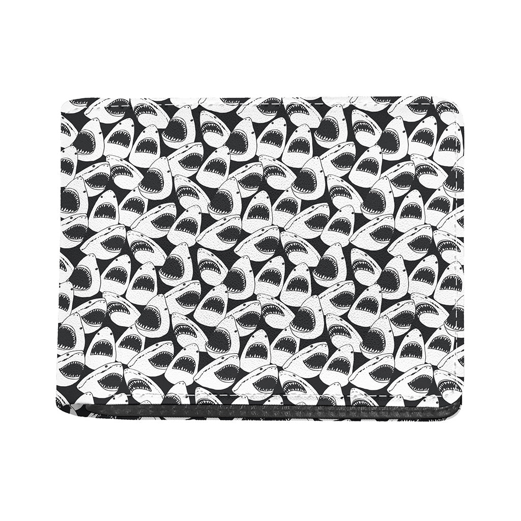 White And Grey Shark Pattern Print Bifold Wallet
