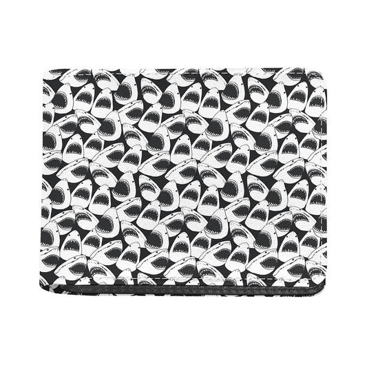 White And Grey Shark Pattern Print Bifold Wallet