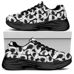 White And Grey Shark Pattern Print Black Chunky Shoes