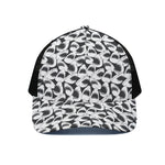 White And Grey Shark Pattern Print Black Mesh Trucker Cap
