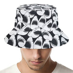 White And Grey Shark Pattern Print Bucket Hat