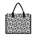 White And Grey Shark Pattern Print Canvas Tote Bag