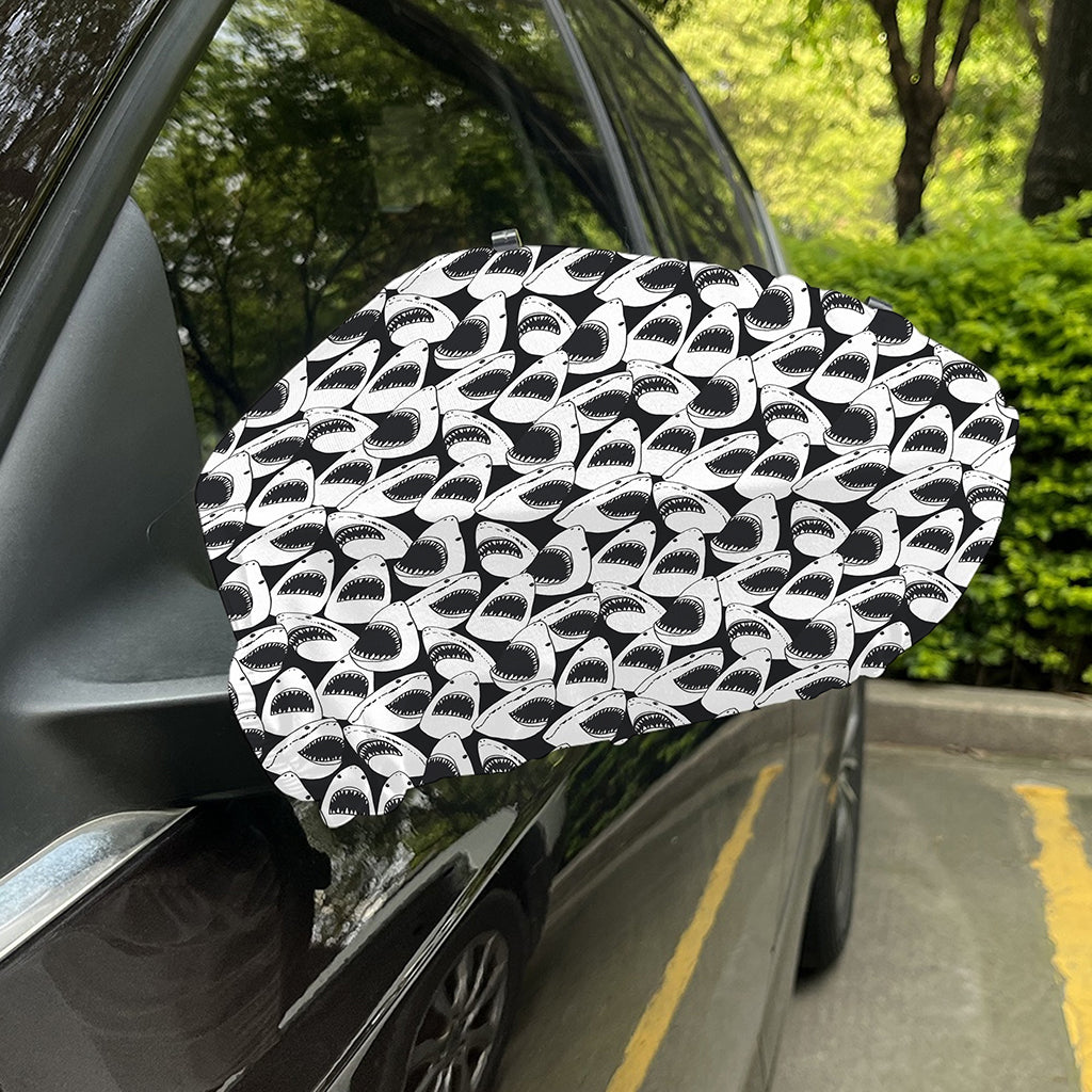 White And Grey Shark Pattern Print Car Side Mirror Covers