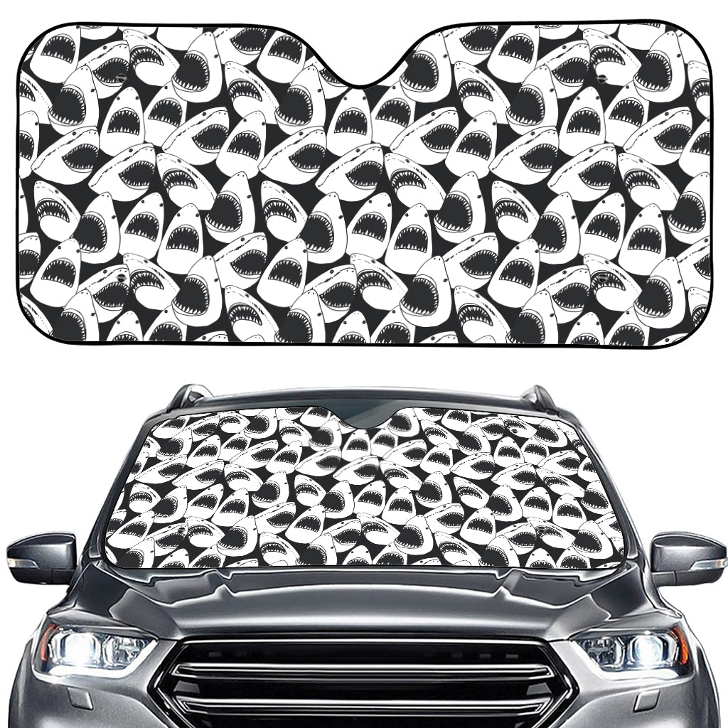 White And Grey Shark Pattern Print Car Windshield Sun Shade