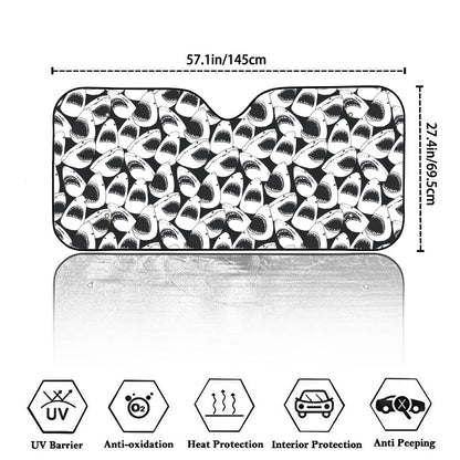 White And Grey Shark Pattern Print Car Windshield Sun Shade