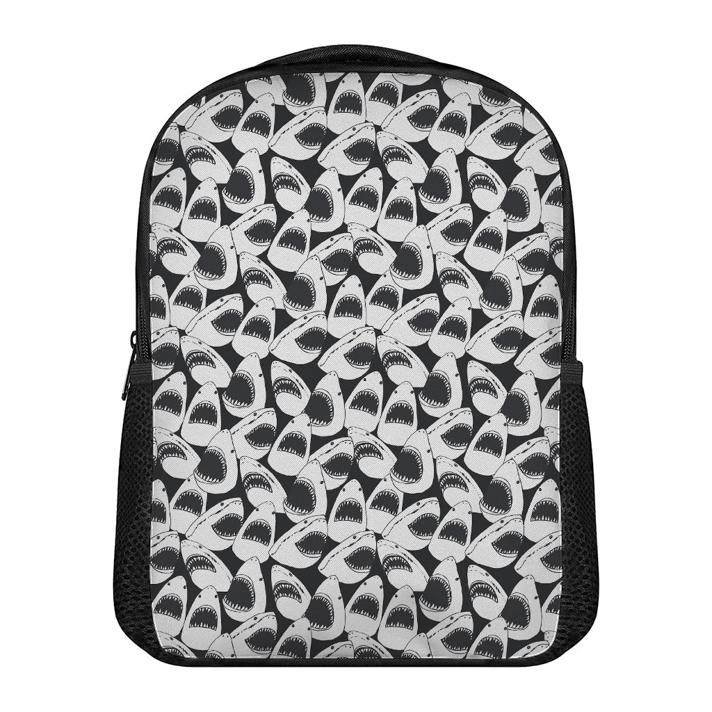 White And Grey Shark Pattern Print Casual Backpack