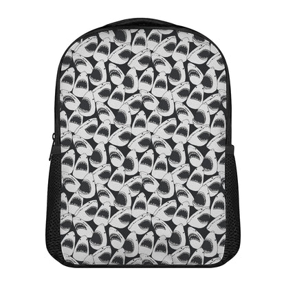 White And Grey Shark Pattern Print Casual Backpack