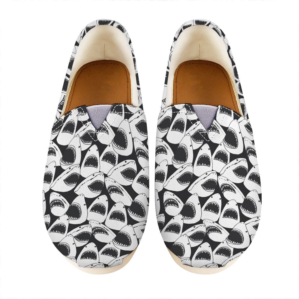 White And Grey Shark Pattern Print Casual Shoes