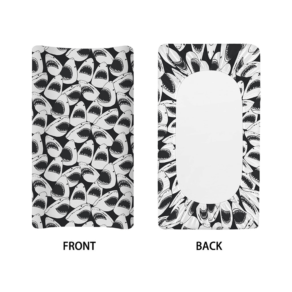 White And Grey Shark Pattern Print Changing Pad Cover