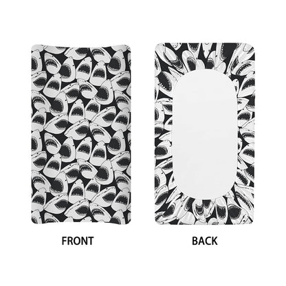 White And Grey Shark Pattern Print Changing Pad Cover