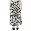 White And Grey Shark Pattern Print Chiffon Maxi Skirt