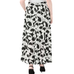 White And Grey Shark Pattern Print Chiffon Maxi Skirt