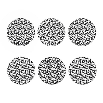 White And Grey Shark Pattern Print Coaster Set