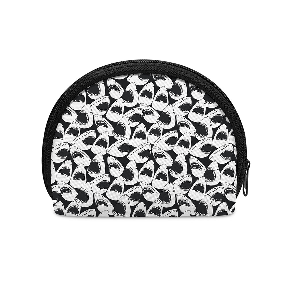 White And Grey Shark Pattern Print Coin Purse