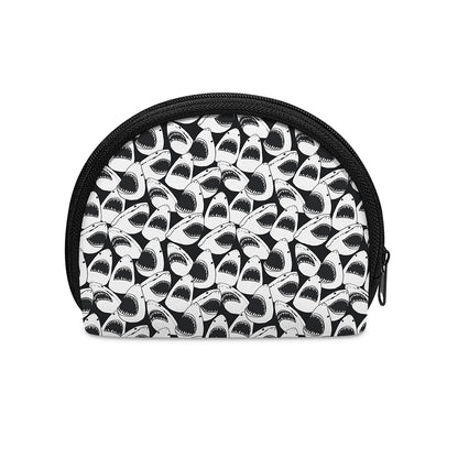 White And Grey Shark Pattern Print Coin Purse