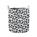 White And Grey Shark Pattern Print Collapsible Laundry Basket