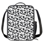 White And Grey Shark Pattern Print Crossbody Lunch Bag