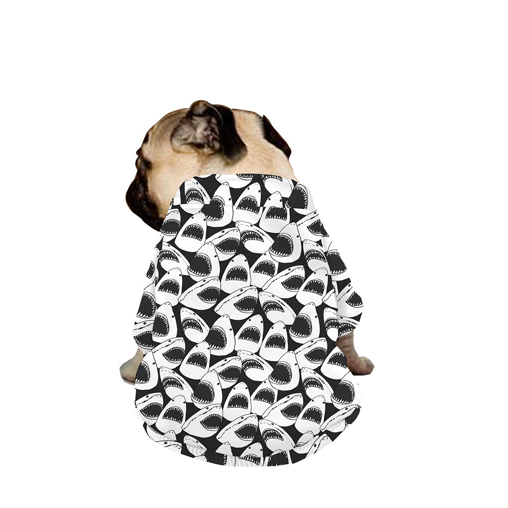 White And Grey Shark Pattern Print Dog Zip Up Jacket