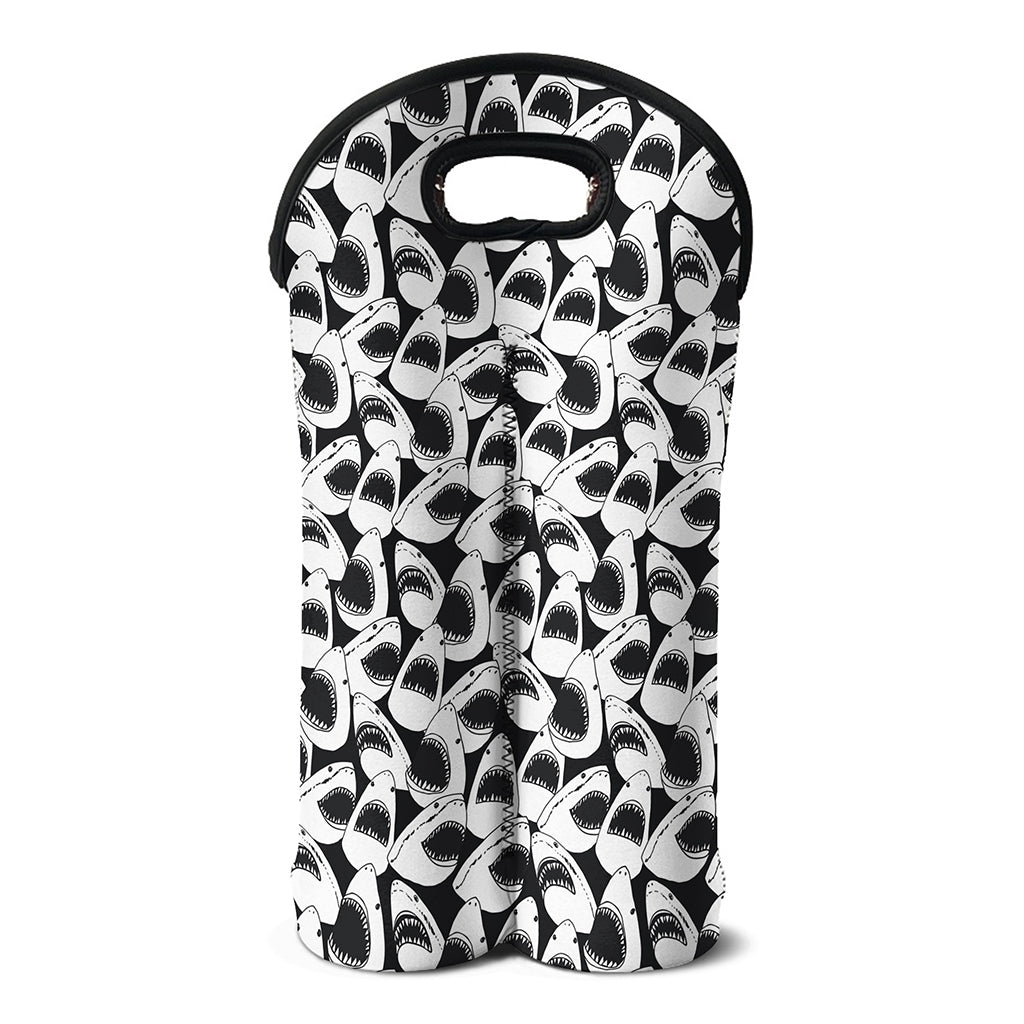 White And Grey Shark Pattern Print Double Neoprene Wine Tote