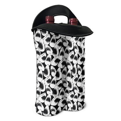 White And Grey Shark Pattern Print Double Neoprene Wine Tote