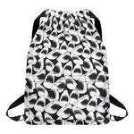 White And Grey Shark Pattern Print Drawstring Backpack