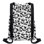 White And Grey Shark Pattern Print Drawstring Backpack