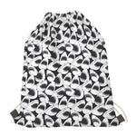 White And Grey Shark Pattern Print Drawstring Bag