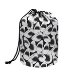 White And Grey Shark Pattern Print Drawstring Makeup Bag