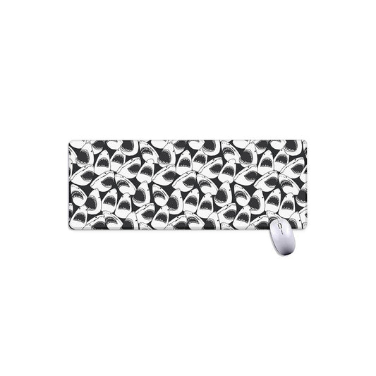 White And Grey Shark Pattern Print Extended Mouse Pad