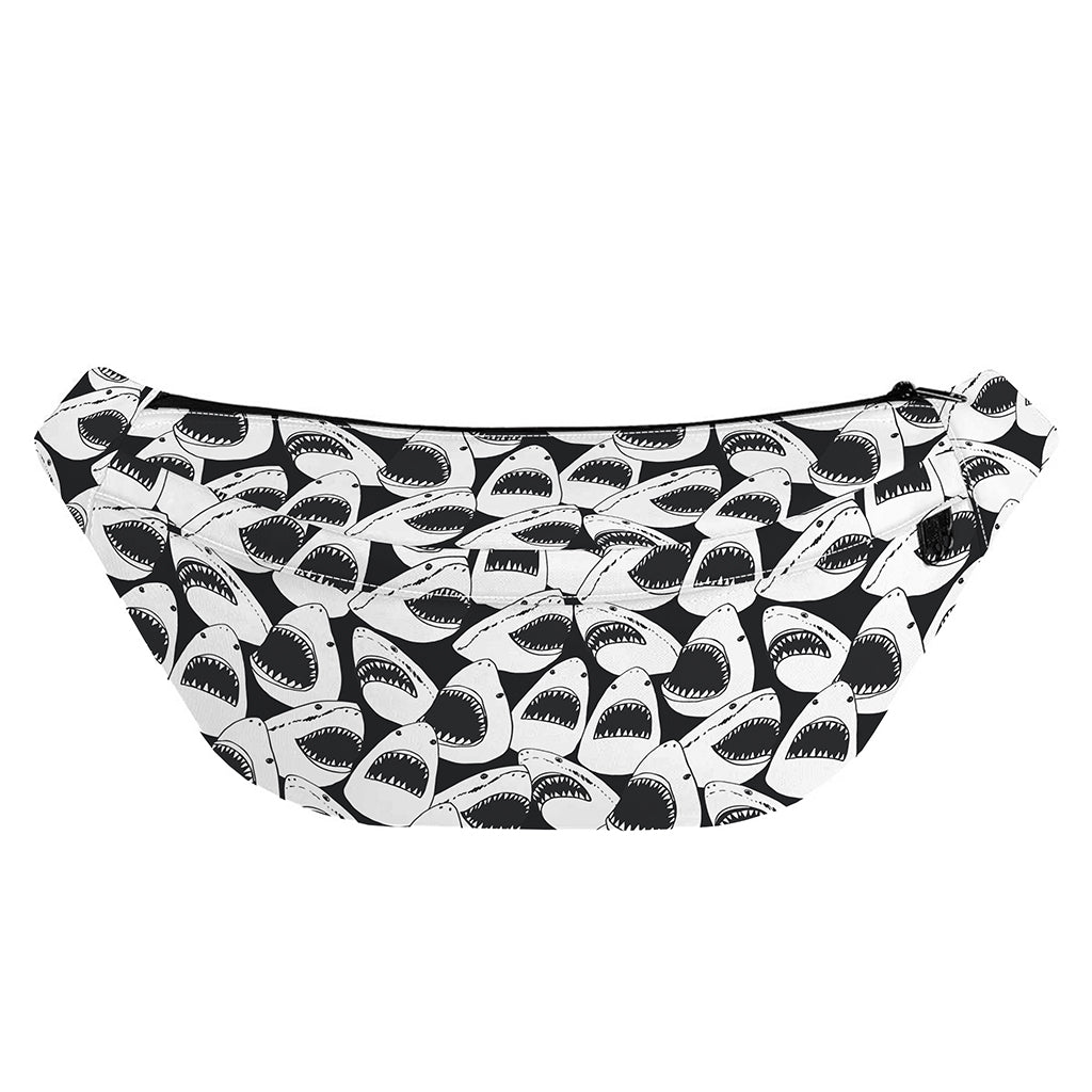 White And Grey Shark Pattern Print Fanny Pack