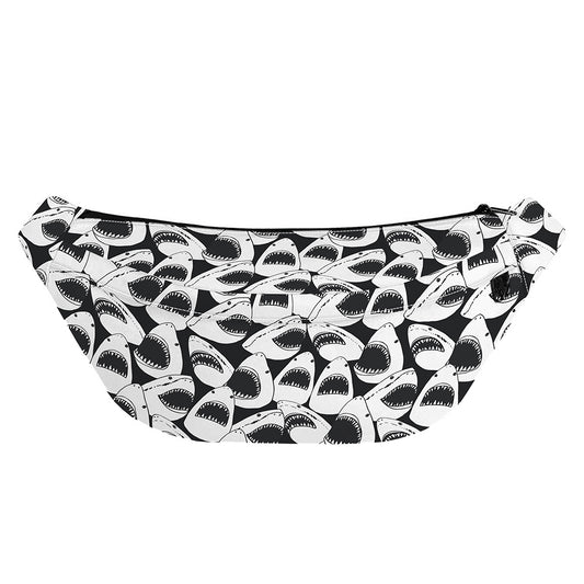 White And Grey Shark Pattern Print Fanny Pack