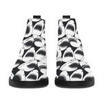 White And Grey Shark Pattern Print Flat Ankle Boots