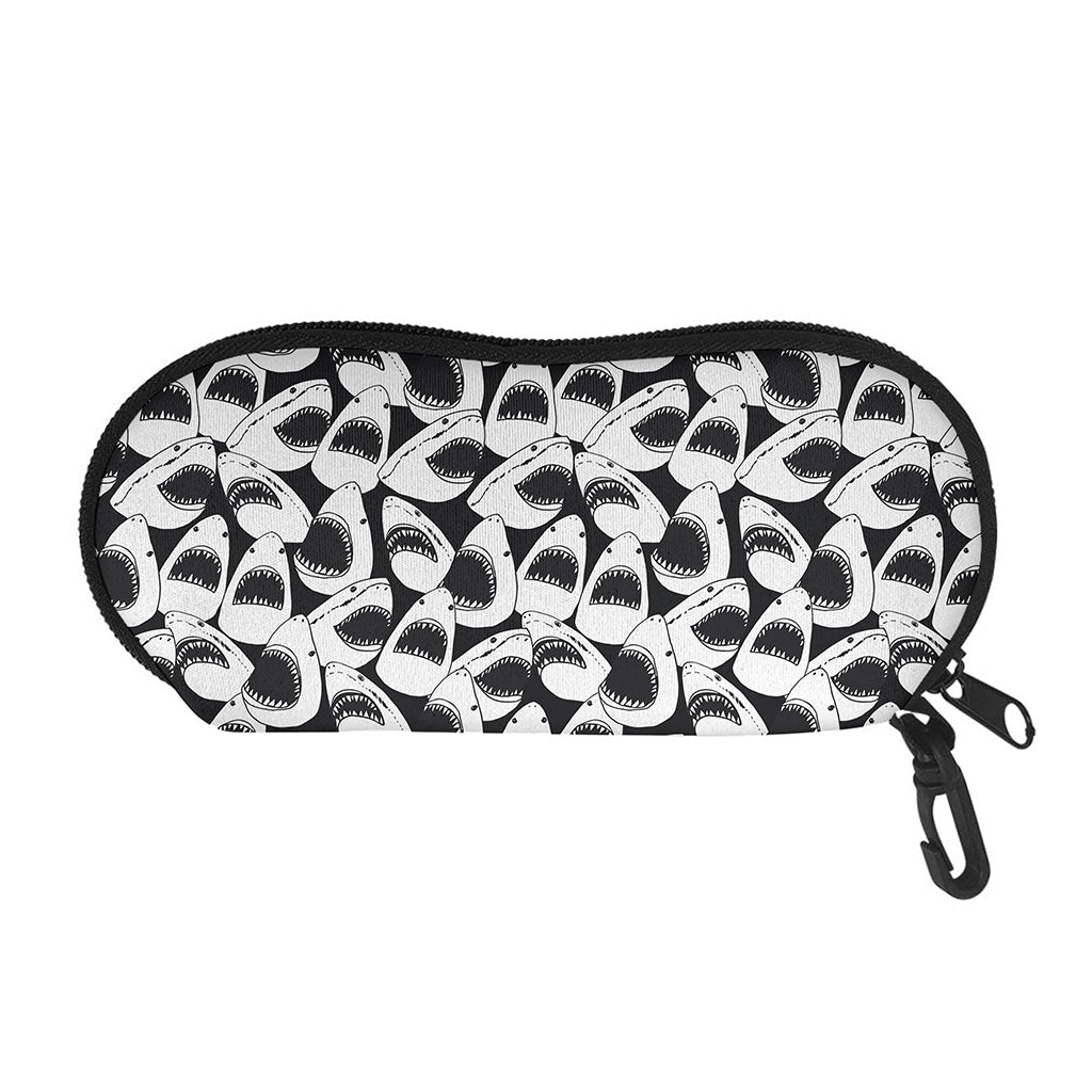 White And Grey Shark Pattern Print Glasses Case