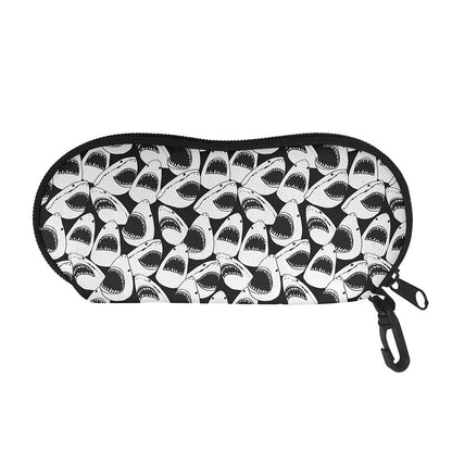 White And Grey Shark Pattern Print Glasses Case